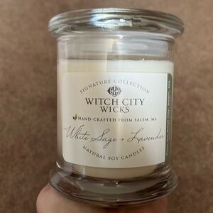 Witch City Wicks Single Wick Candle, White Sage & Lavender.